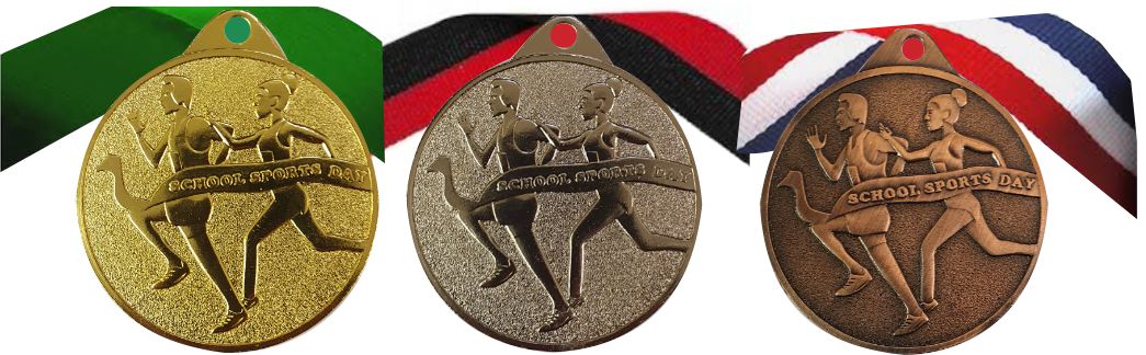 Sports Day Medals With Embossed Design and Free Ribbons